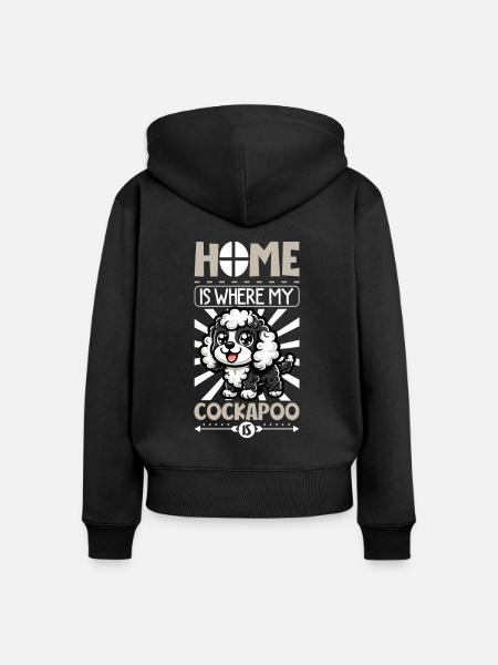 Zuhause - Cockapoo - Frauen Premium Bio Zip Hoodie - Schwarz