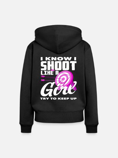 Frauen Bogenschützin Bogenschießen - Frauen Premium Bio Zip Hoodie - Schwarz