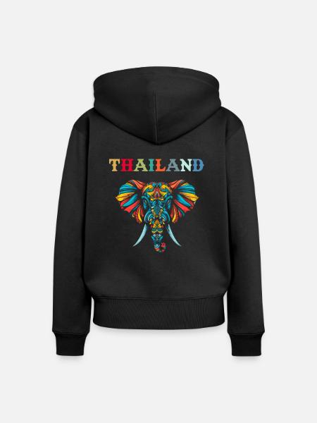 Elephant Thailand - Frauen Premium Bio Zip Hoodie - Schwarz