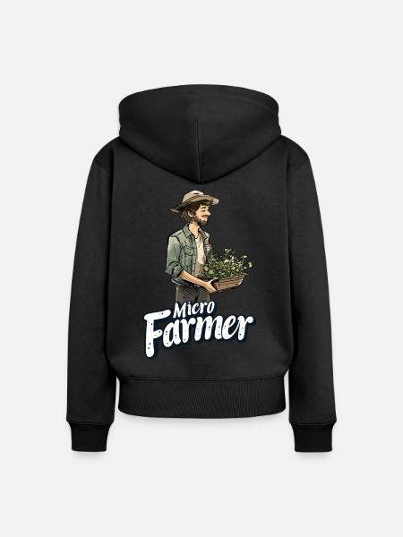 Microgreen Agriculture Gartenarbeit - Frauen Premium Bio Zip Hoodie - Schwarz