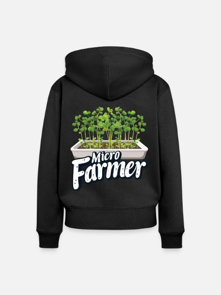 Microgreen Agriculture Gartenarbeit - Frauen Premium Bio Zip Hoodie - Schwarz