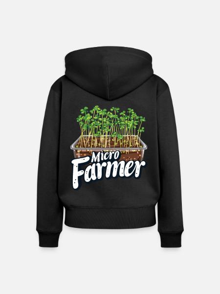 Microgreen Agriculture Gartenarbeit - Frauen Premium Bio Zip Hoodie - Schwarz