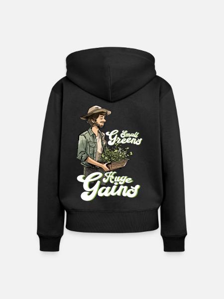 Microgreen Agriculture Gartenarbeit - Frauen Premium Bio Zip Hoodie - Schwarz