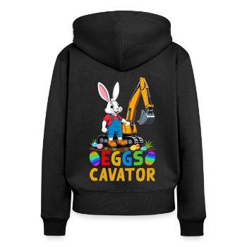 Drôle Pâques Dire Pâques Lapin Excavatrice Conducteur - Sweat à capuche zippé Premium bio Femme - noir - Dos - Julia (174cm)