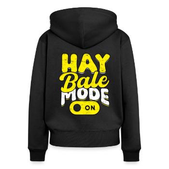 Landwirt Heu Stroh Strohballen Heuballen - Frauen Premium Bio Zip Hoodie - Schwarz - Hinten - Julia (174cm)