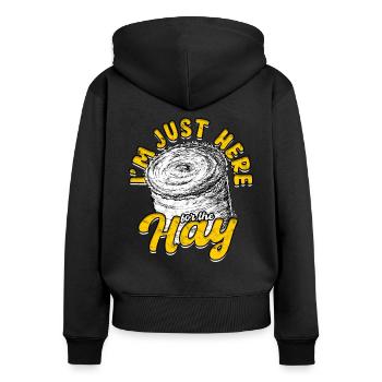 Landwirt Heu Stroh Strohballen Heuballen - Frauen Premium Bio Zip Hoodie - Schwarz - Hinten - Julia (174cm)