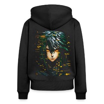 Anime Men Pixel Art Graphics Fantasy Anime - Women's Premium Organic Zip Hoodie - black - Back - Julia (174cm)