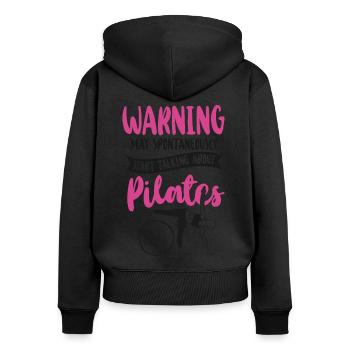 Avertissement de l’instructeur de Pilates - Sweat à capuche zippé Premium bio Femme - noir - Dos - Julia (174cm)