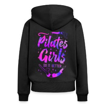 Pilates Instructor Teacher Pilates - Frauen Premium Bio Zip Hoodie - Schwarz - Hinten - Julia (174cm)