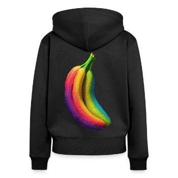 Banana Pixel Artwork Fruit Colorful Graphic Banana - Women's Premium Organic Zip Hoodie - black - Back - Julia (174cm)