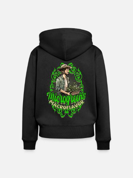Microgreen Microgreens Macroflavor - Frauen Premium Bio Zip Hoodie - Schwarz