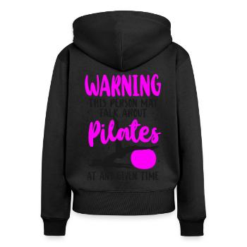Avertissement de l’instructeur de Pilates - Sweat à capuche zippé Premium bio Femme - noir - Dos - Julia (174cm)