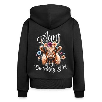 Aunt Of The Birthday Girl - Frauen Premium Bio Zip Hoodie - Schwarz - Hinten - Julia (174cm)