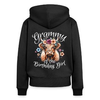 Grammy Of The Birthday Girl - Frauen Premium Bio Zip Hoodie - Schwarz - Hinten - Julia (174cm)