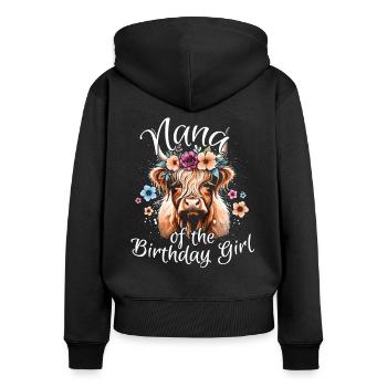 Nana Of The Birthday Girl - Frauen Premium Bio Zip Hoodie - Schwarz - Hinten - Julia (174cm)