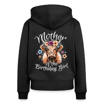 Mère de la fille d’anniversaire - Sweat à capuche zippé Premium bio Femme - noir - Dos - Julia (174cm)