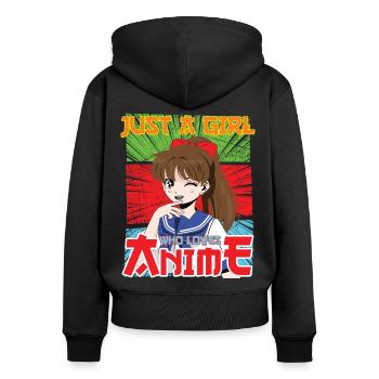 Anime Girl Manga lustiger Spruch - Frauen Premium Bio Zip Hoodie - Schwarz - Hinten - Julia (174cm)