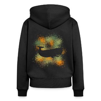 Pottwal Ocean Schützer - Frauen Premium Bio Zip Hoodie - Schwarz - Hinten - Julia (174cm)