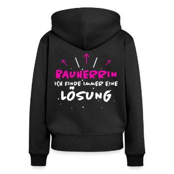 Bauherrin Spruch Bauherr Lustig Bauherrin Geschenk - Frauen Premium Bio Zip Hoodie - Schwarz - Hinten - Julia (174cm)