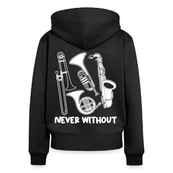 Cuivres Musique Cor Français Tuba Trompette - Sweat à capuche zippé Premium bio Femme - noir - Dos - Julia (174cm)
