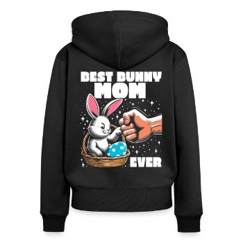 Meilleure maman lapin de tous les temps - Sweat à capuche zippé Premium bio Femme - noir - Dos - Julia (174cm)