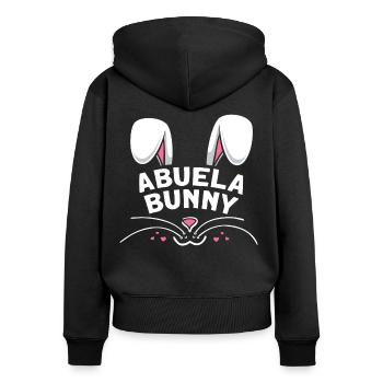 Abuela Bunny - Frauen Premium Bio Zip Hoodie - Schwarz - Hinten - Julia (174cm)