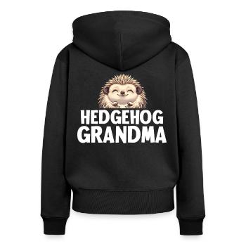 Grand-mère hérisson - Sweat à capuche zippé Premium bio Femme - noir - Dos - Julia (174cm)