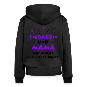 Tischlerin Spruch Schreinerin Tischlerin Geschenk - Frauen Premium Bio Zip Hoodie - Schwarz - Hinten - Julia (174cm)