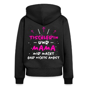 Tischlerin Spruch Schreinerin Tischlerin Geschenk - Frauen Premium Bio Zip Hoodie - Schwarz - Hinten - Julia (174cm)