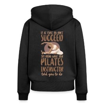 Pilates Instructor Teacher If At - Women's Premium Organic Zip Hoodie - black - Back - Julia (174cm)