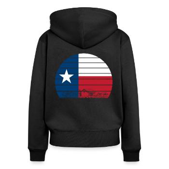 Retro Texas - Frauen Premium Bio Zip Hoodie - Schwarz - Hinten - Julia (174cm)