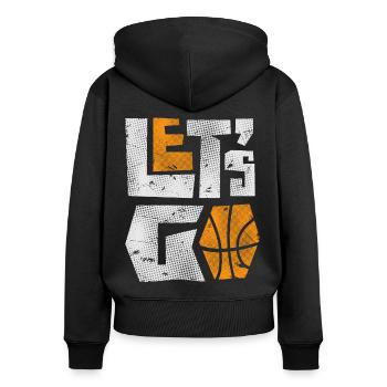 Basketball - Frauen Premium Bio Zip Hoodie - Schwarz - Hinten - Julia (174cm)
