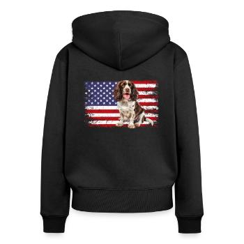 springer spaniel - Frauen Premium Bio Zip Hoodie - Schwarz - Hinten - Julia (174cm)