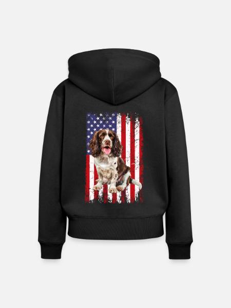 springer spaniel - Frauen Premium Bio Zip Hoodie - Schwarz