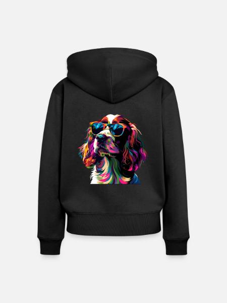 springer spaniel - Frauen Premium Bio Zip Hoodie - Schwarz