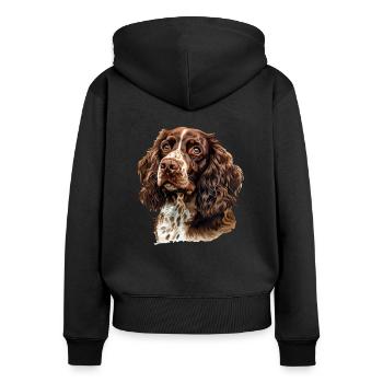 Épagneul springer - Sweat à capuche zippé Premium bio Femme - noir - Dos - Julia (174cm)