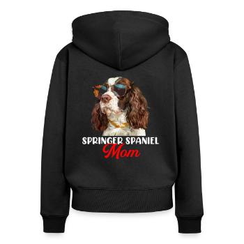 Épagneul springer - Sweat à capuche zippé Premium bio Femme - noir - Dos - Julia (174cm)