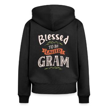 Bless To Be Called Gram - Muttertag - Frauen Premium Bio Zip Hoodie - Schwarz - Hinten - Julia (174cm)
