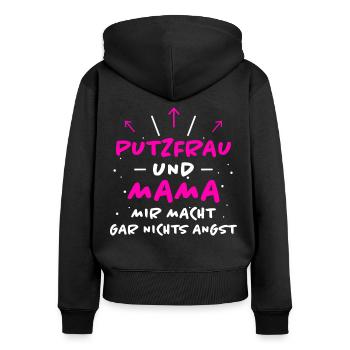 Putzfrau Spruch Reinigungskraft Putzfrau Geschenk - Frauen Premium Bio Zip Hoodie - Schwarz - Hinten - Julia (174cm)