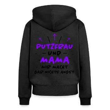 Putzfrau Spruch Reinigungskraft Putzfrau Geschenk - Frauen Premium Bio Zip Hoodie - Schwarz - Hinten - Julia (174cm)