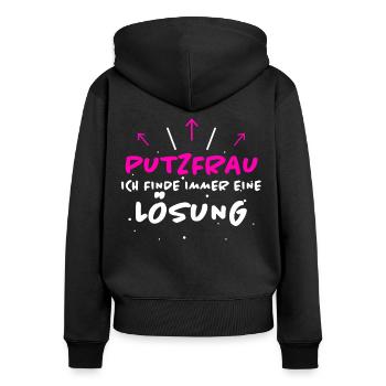 Putzfrau Spruch Reinigungskraft Putzfrau Geschenk - Frauen Premium Bio Zip Hoodie - Schwarz - Hinten - Julia (174cm)