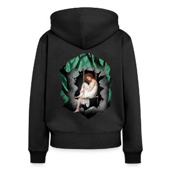 Mädchen Wald Sinnlich Romantisch - Frauen Premium Bio Zip Hoodie - Schwarz - Hinten - Julia (174cm)