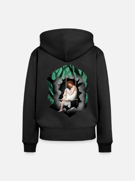 Mädchen Wald Sinnlich Romantisch - Frauen Premium Bio Zip Hoodie - Schwarz