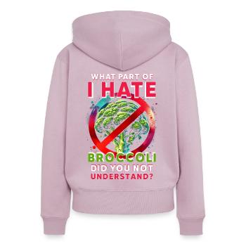 Brokkoli Hasser - Frauen Premium Bio Zip Hoodie - Altrosa - Hinten - Julia (174cm)