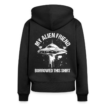 SciFi et extraterrestres extraterrestres et fan d’ovnis - Sweat à capuche zippé Premium bio Femme - noir - Dos - Julia (174cm)