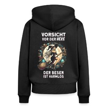 Beware of the witch of brooms is harmless - Women's Premium Organic Zip Hoodie - black - Back - Julia (174cm)