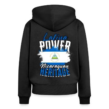 Nicaragua Nicaragisch - Frauen Premium Bio Zip Hoodie - Schwarz - Hinten - Julia (174cm)