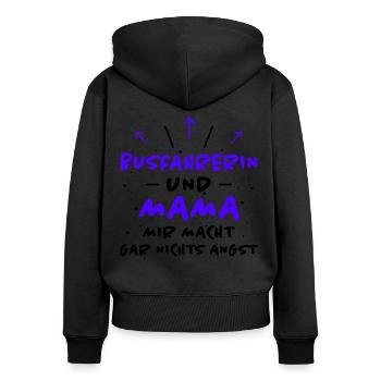 Busfahrerin Spruch Lustiges Busfahrerin Geschenk - Frauen Premium Bio Zip Hoodie - Schwarz - Hinten - Julia (174cm)