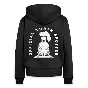 Train Trains Hobby Train Spotter - Women's Premium Organic Zip Hoodie - black - Back - Julia (174cm)