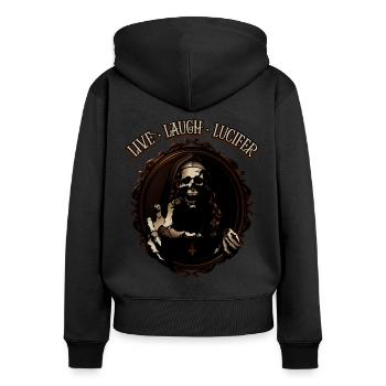 Live Love Luzifer Goth Festival Death Metal - Frauen Premium Bio Zip Hoodie - Schwarz - Hinten - Julia (174cm)